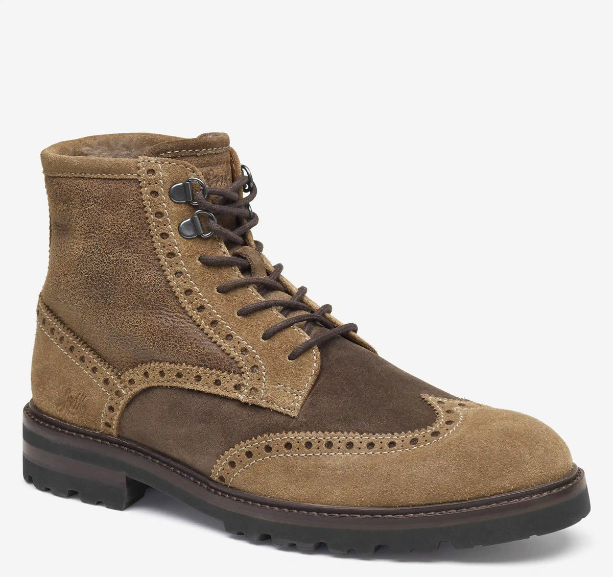 Britton Shearling Wingtip Boot - Snuff/Brown Waxed Suede/Shearling