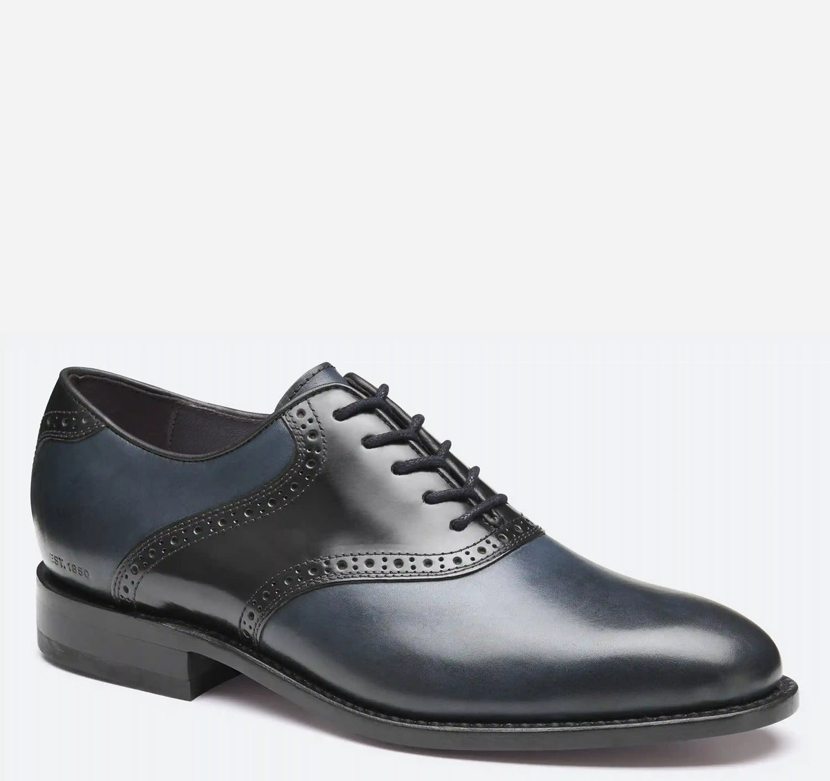 Melton Saddle - Navy/Black Full-Grain Leather