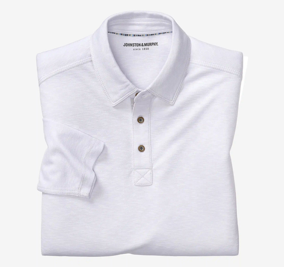 Vintage Slub Long-Sleeve Polo - White