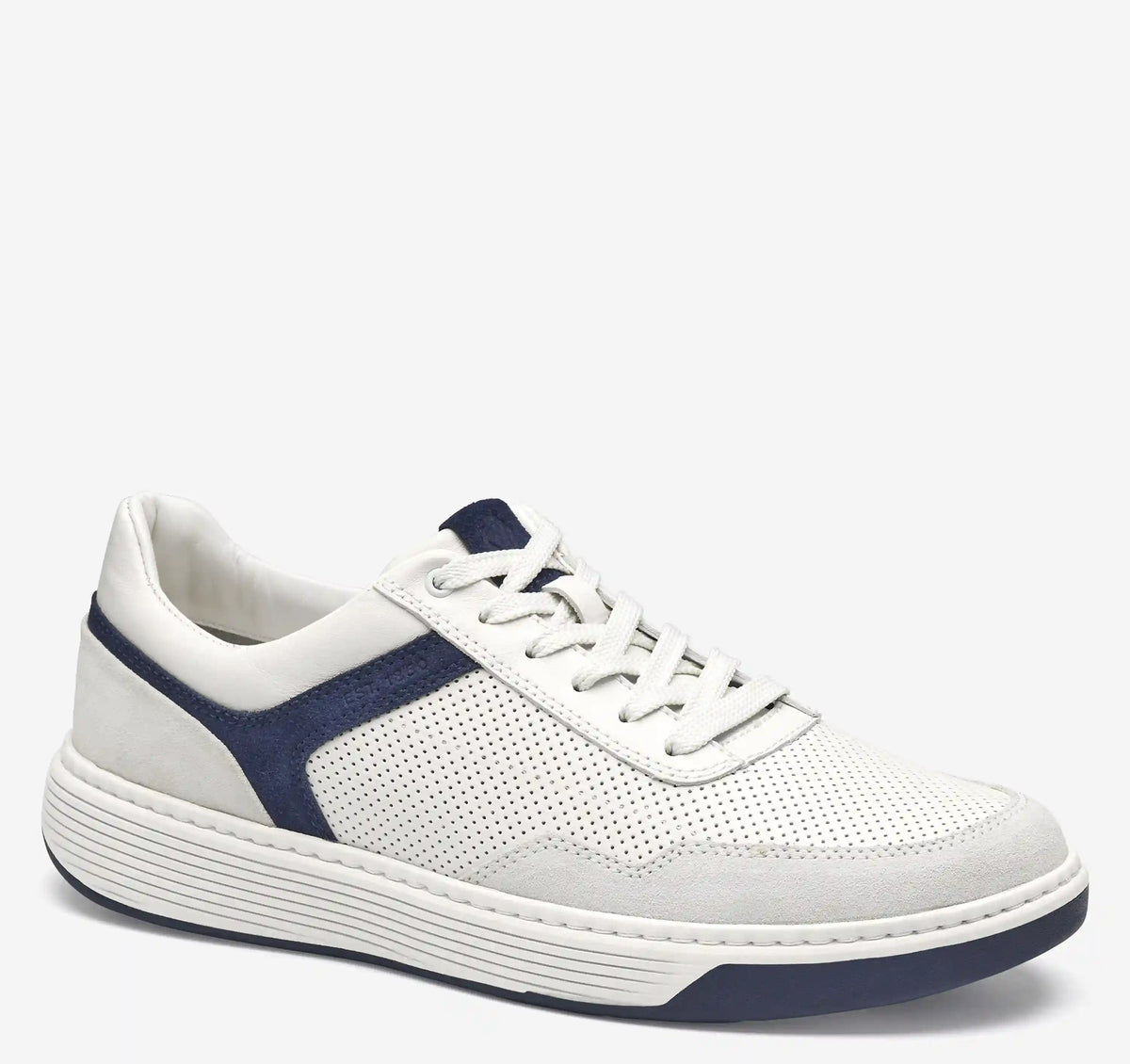 Dawson Moc Toe U-Throat - White Full Grain/Navy Suede