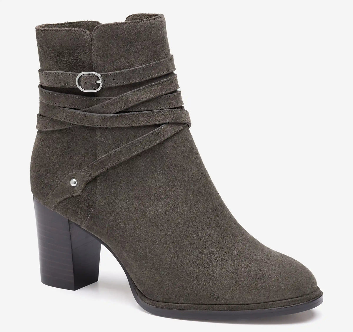Amy Belted Bootie - Dark Gray Suede