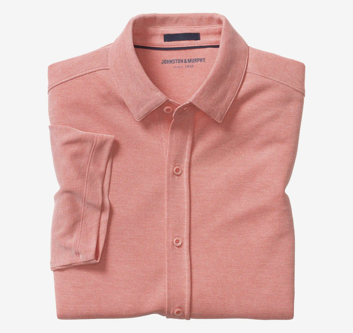 Vintage Birdseye Button-Front Shirt - Coral