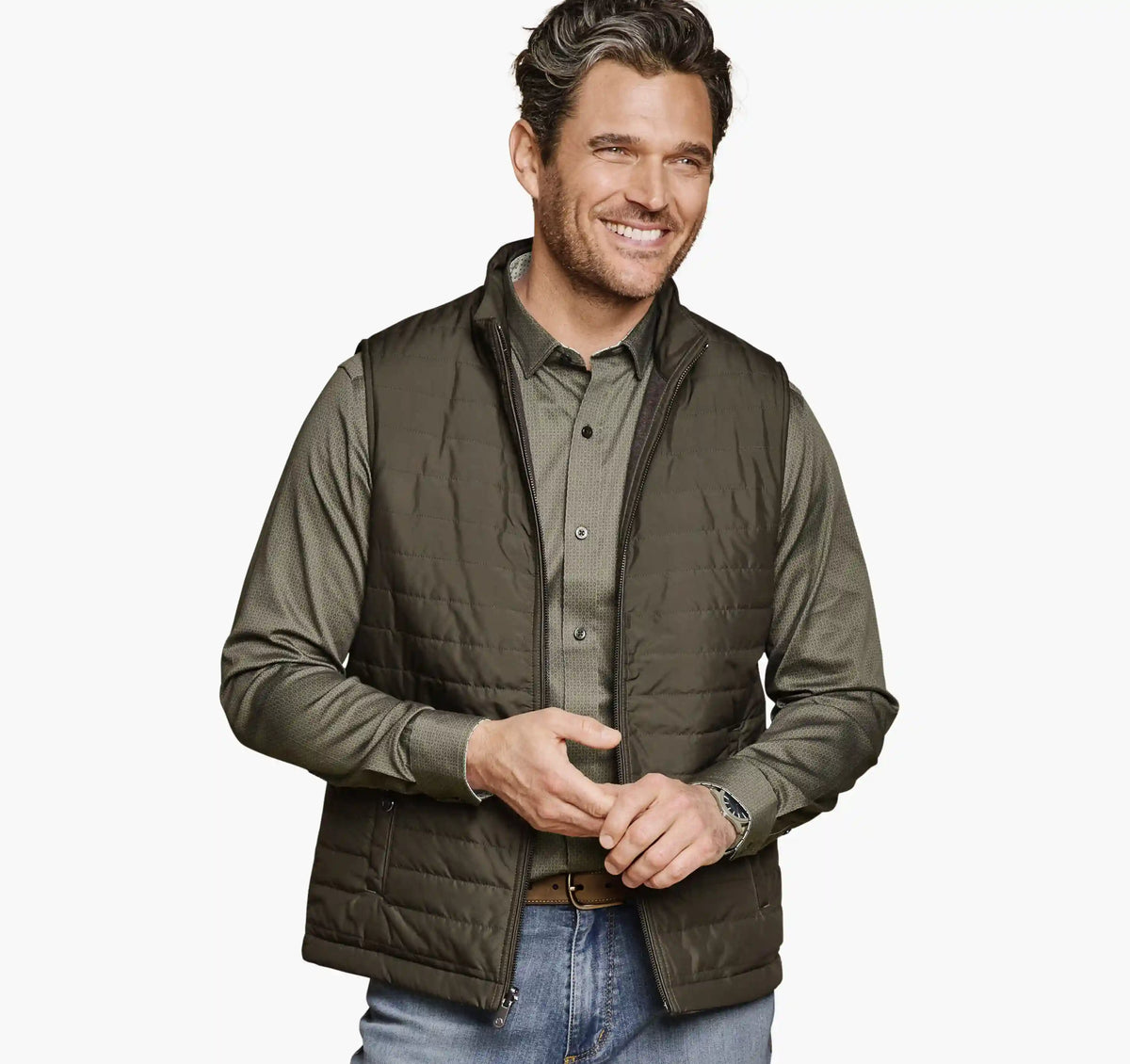Kenner Reversible Vest - Olive/Marled Olive