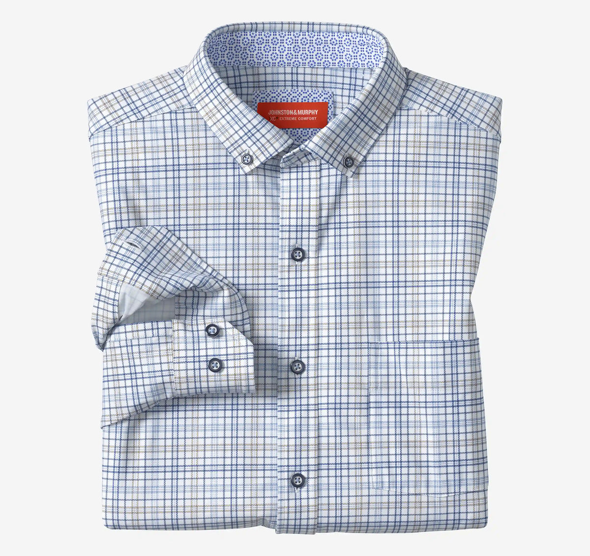 XC+™ Motion Long-Sleeve Sport Knit Shirt - Blue/Tan Plaid
