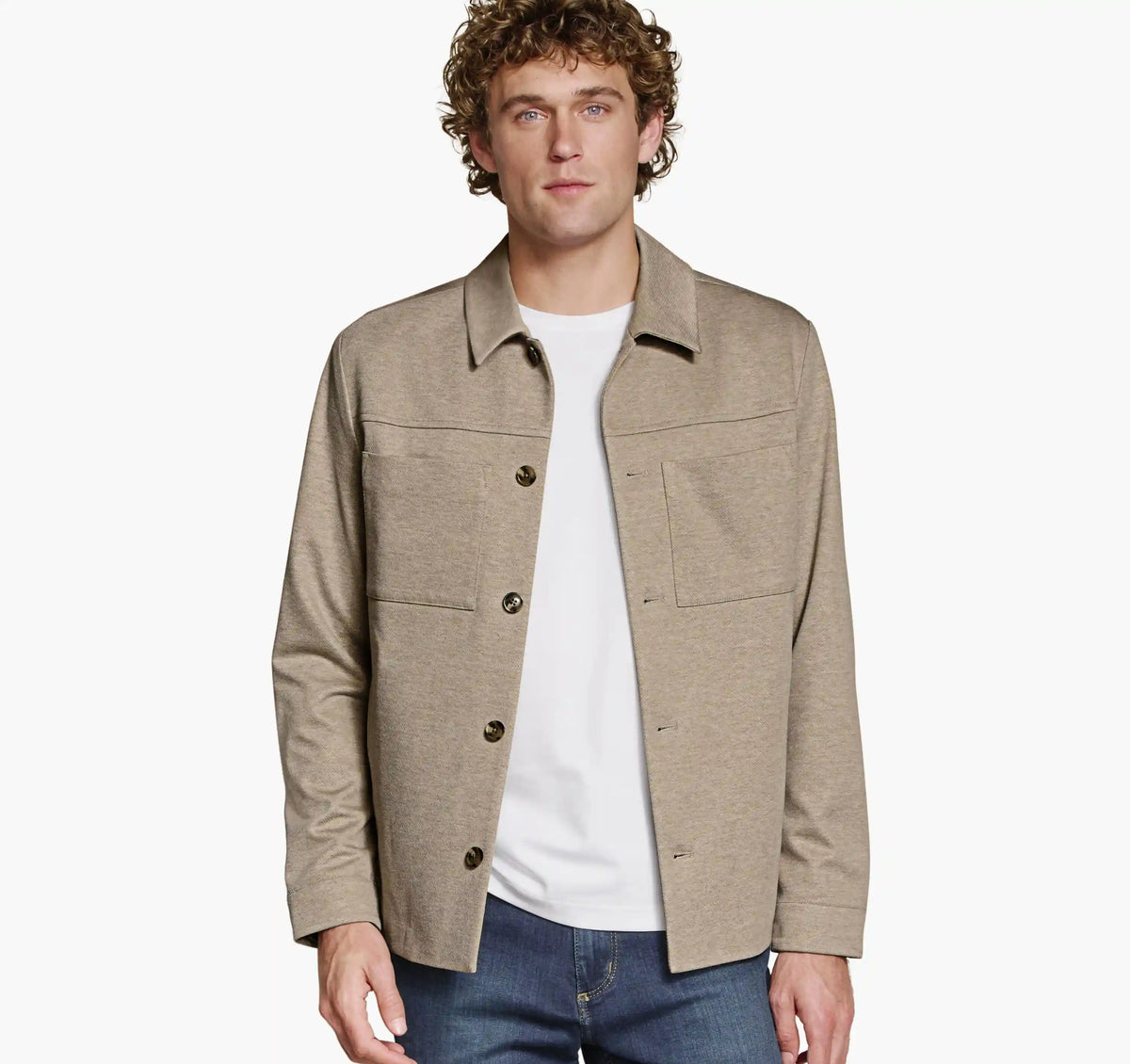XC Flex® Pinnacle Knit Shirt Jacket - Tan Twill