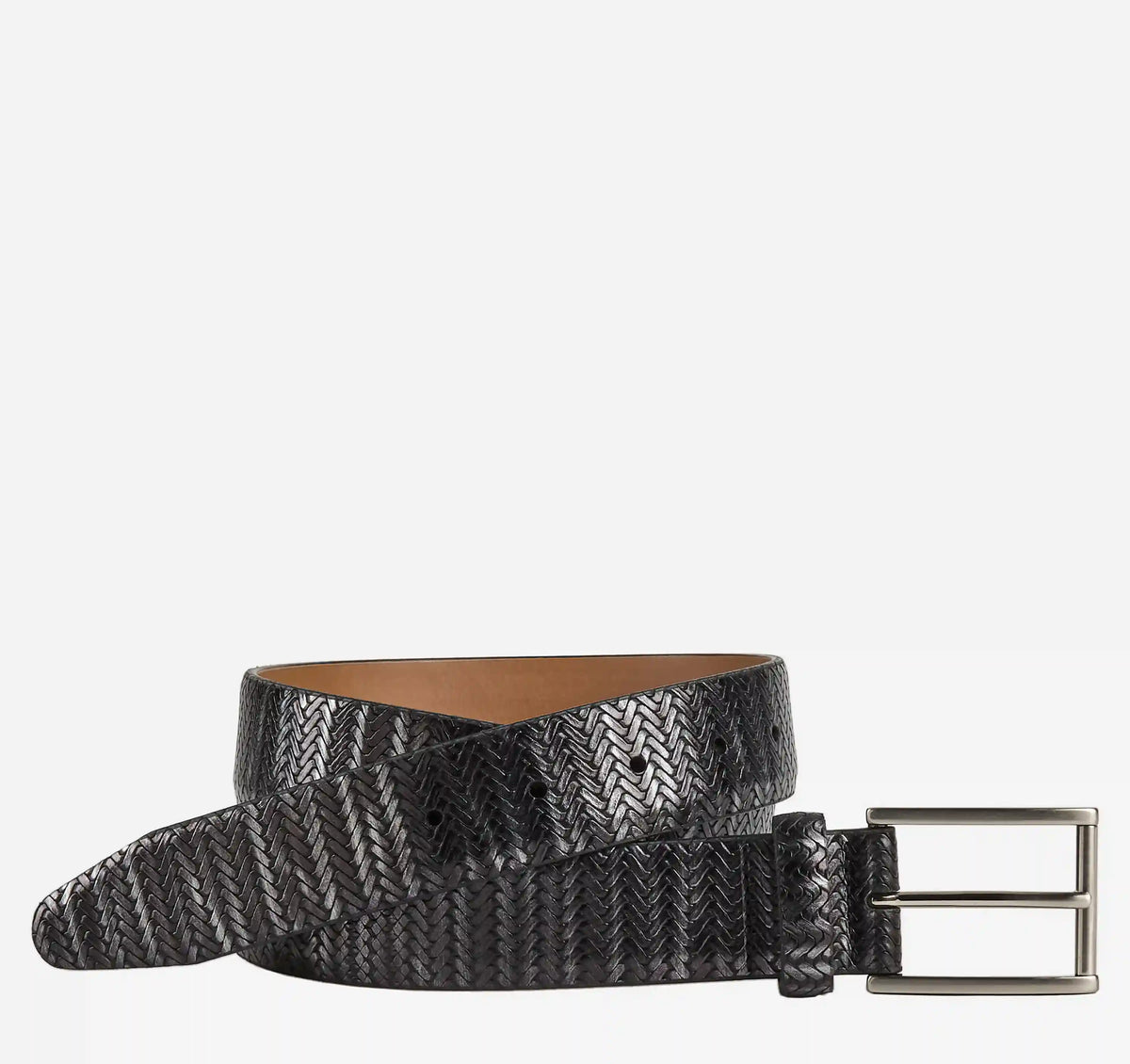Herringbone Embossed Belt - Black