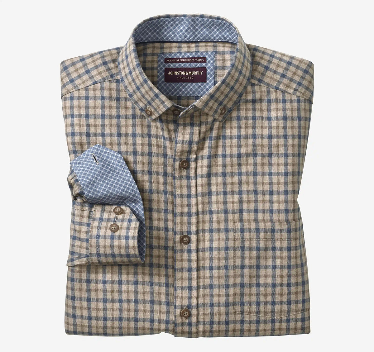Huntley Mélange Shirt - Brown Melange Two-Tone Grid