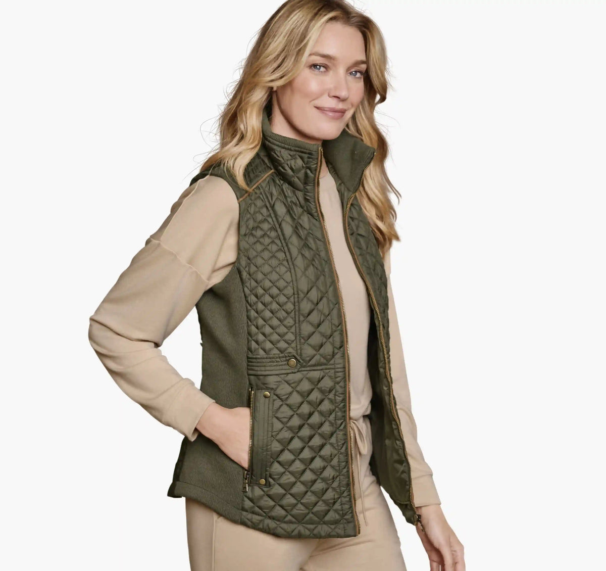 Quilted Vest - Olive