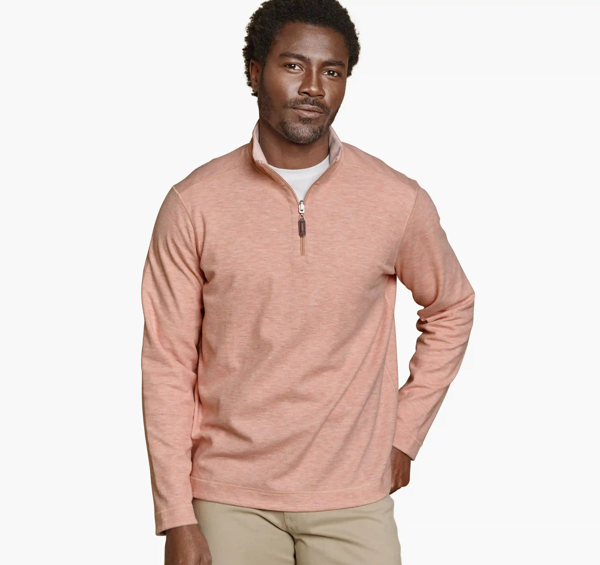 Icon Reversible Quarter-Zip - Peach/White
