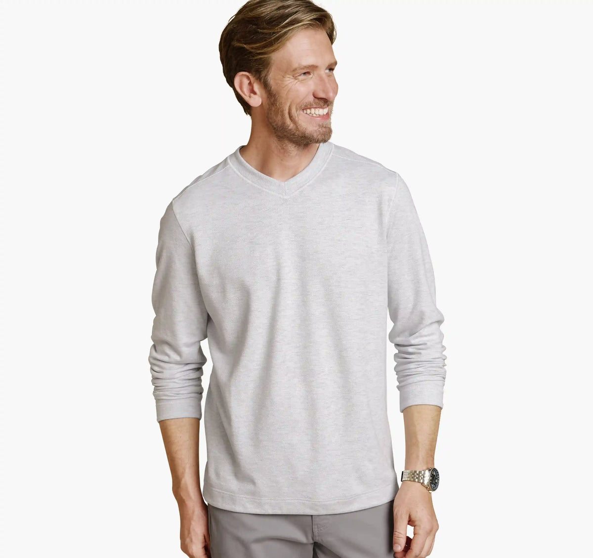 Icon Reversible V-Neck Pullover - White/Storm